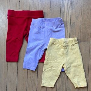 Baby Solid Color Leggings Set Sz 0-3M / Sz 3-6M